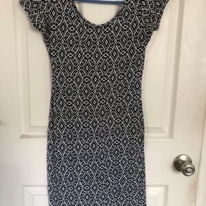 French Atmosphere Black and White Bodycon Midi Dress